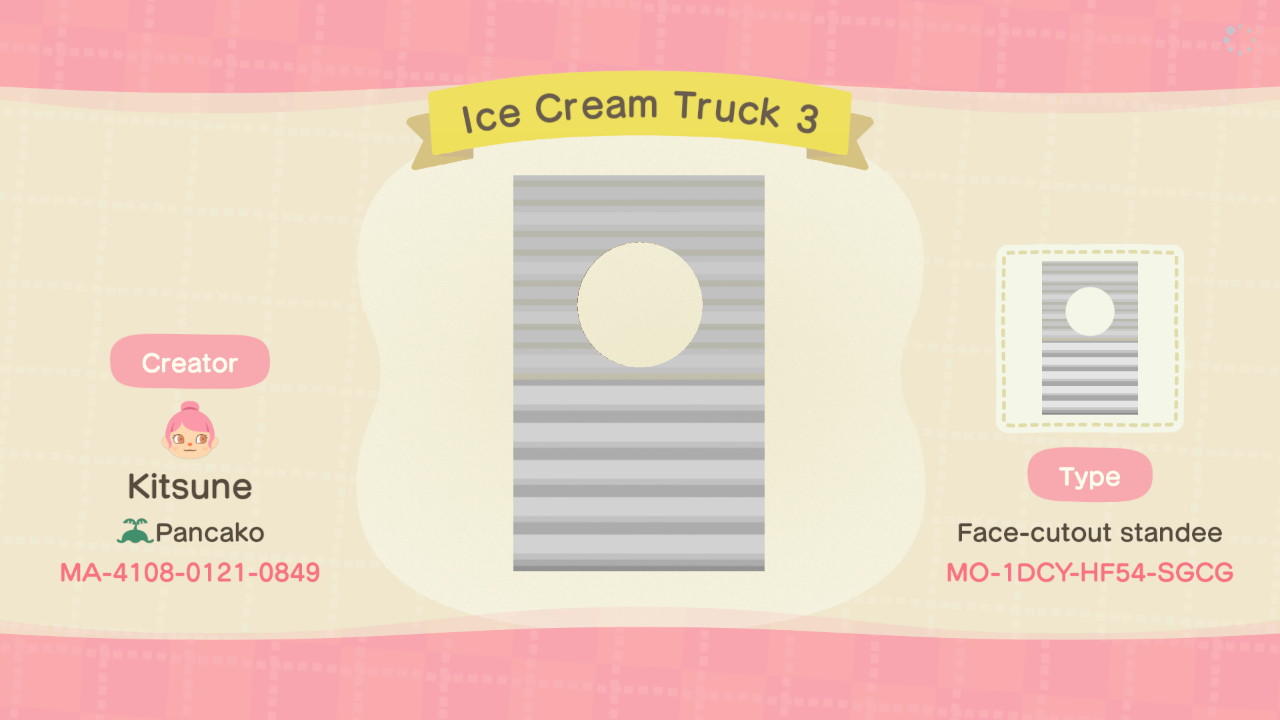 Animal Crossing Design Code: MO-1DCY-HF54-SGCG Ice Cream Truck 3