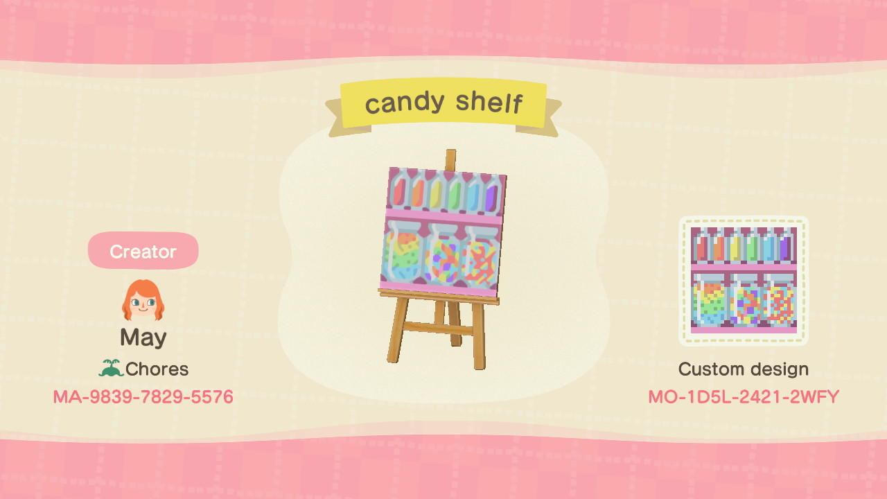 Animal Crossing Design Code: MO-1DSL-2421-2WFY Candy Shelf