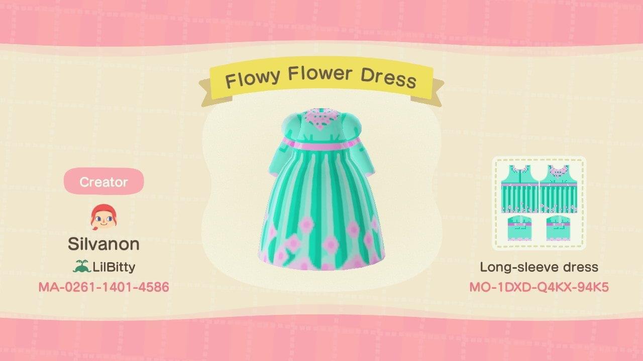 Animal Crossing Design Code: MO-1DXD-Q4KX-94K5 Flowy Flower Dress