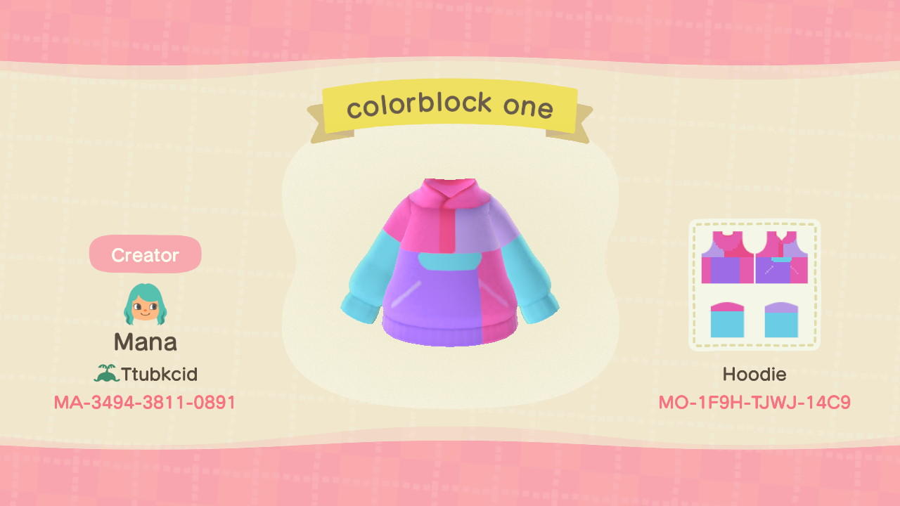 Animal Crossing Design Code: MO-1F9H-TJWJ-14C9 Colorblock One