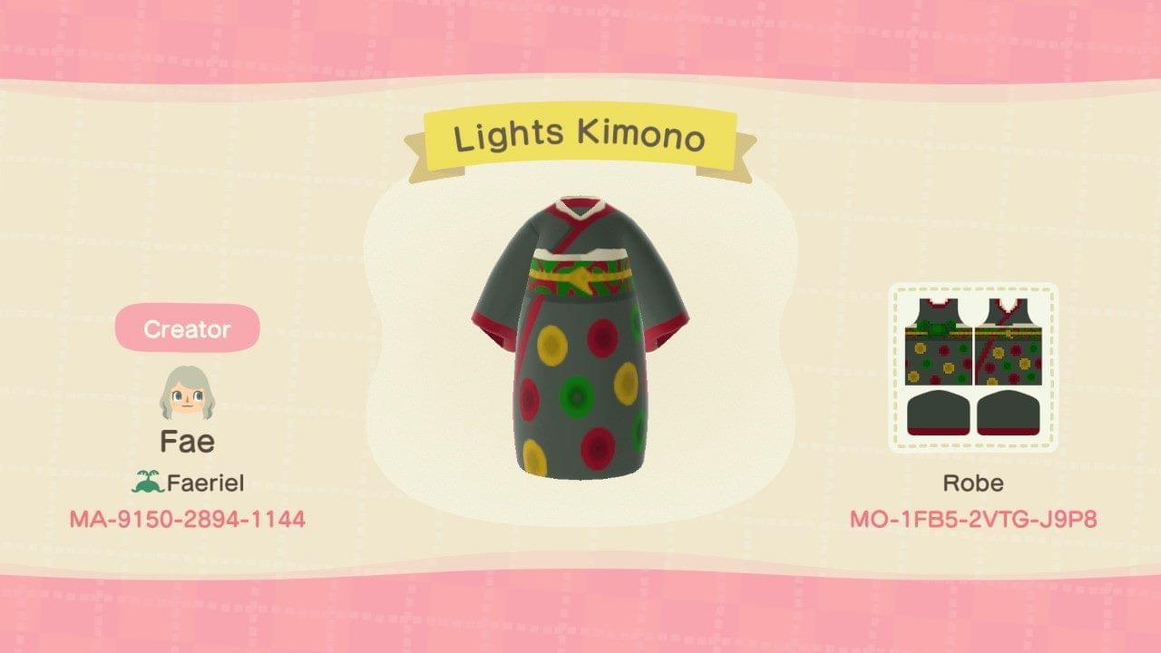 Animal Crossing Design Code: MO-1FB5-2VTG-J9P8 Lights Kimono