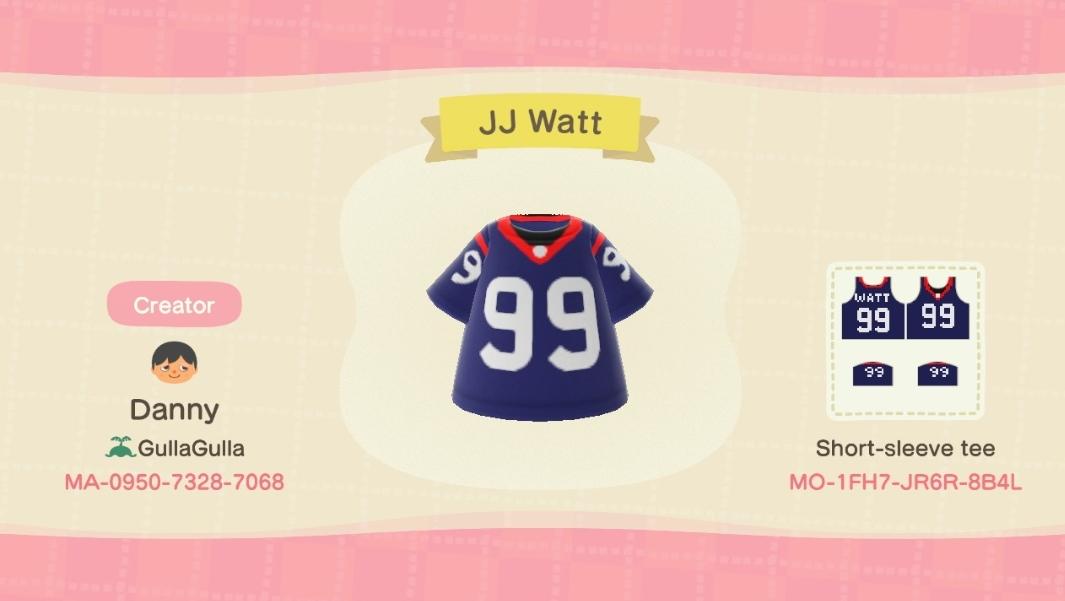 Animal Crossing Design Code: MO-1FH7-JR6R-8B4L JJ Watt