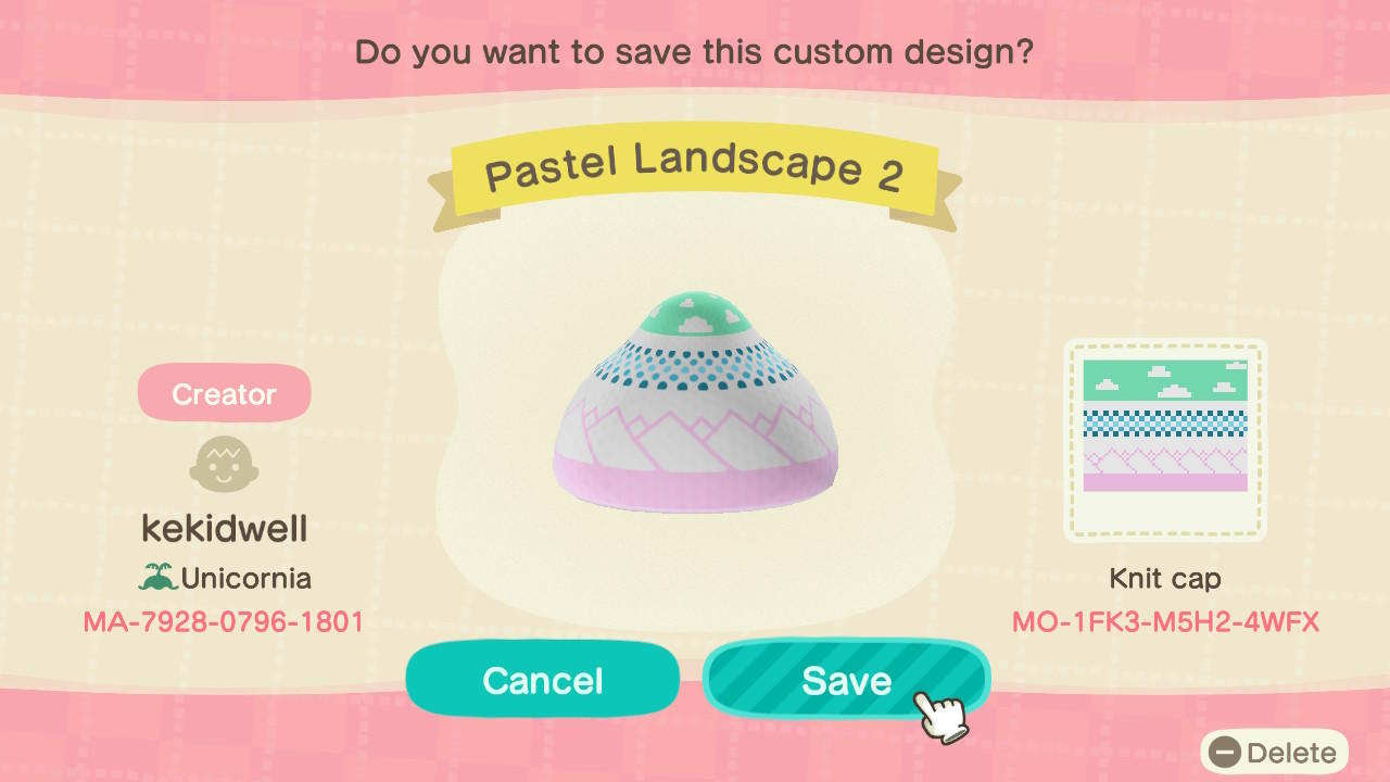 Animal Crossing Design Code: MO-1FK3-M5H2-4WFX Pastel Landscape 2