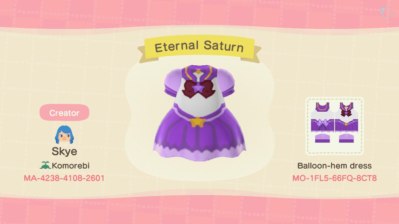 Animal Crossing Design Code: MO-1FL5-66FQ-8CT8 Eternal Saturn