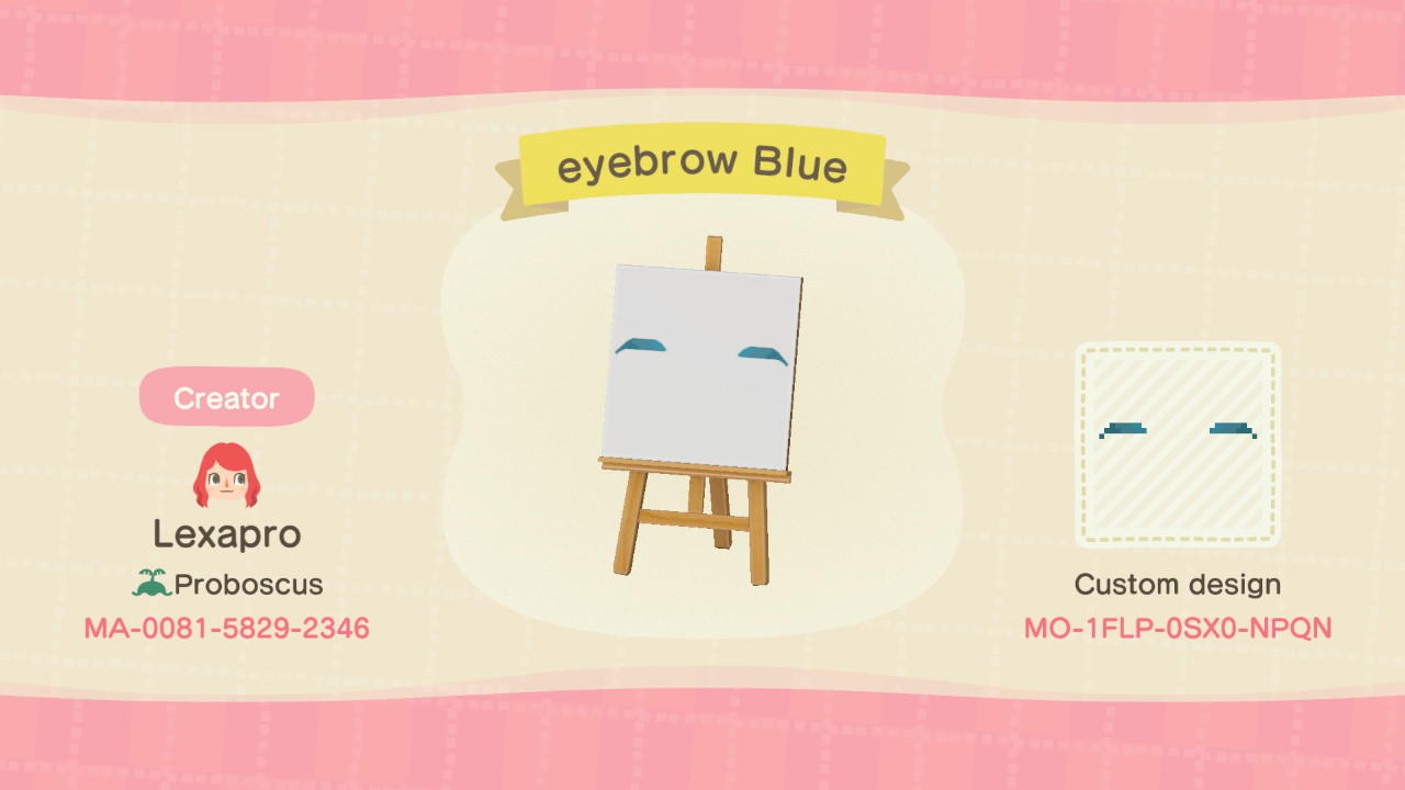 Animal Crossing Design Code: MO-1FLP-0SX0-NPQN Blue Eyebrows