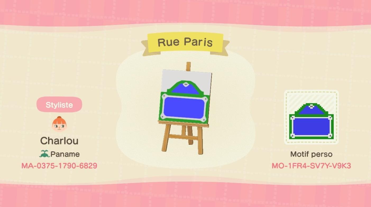 Animal Crossing Design Code: MO-1FR4-SV7Y-V9K3 Rue Paris