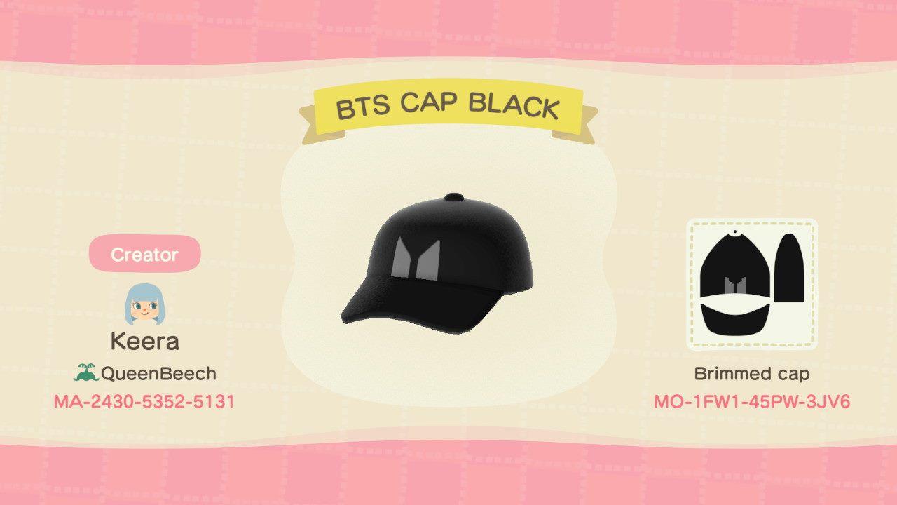 Animal Crossing Design Code: MO-1FW1-45PW-3JV6 BTS CAP BLACK