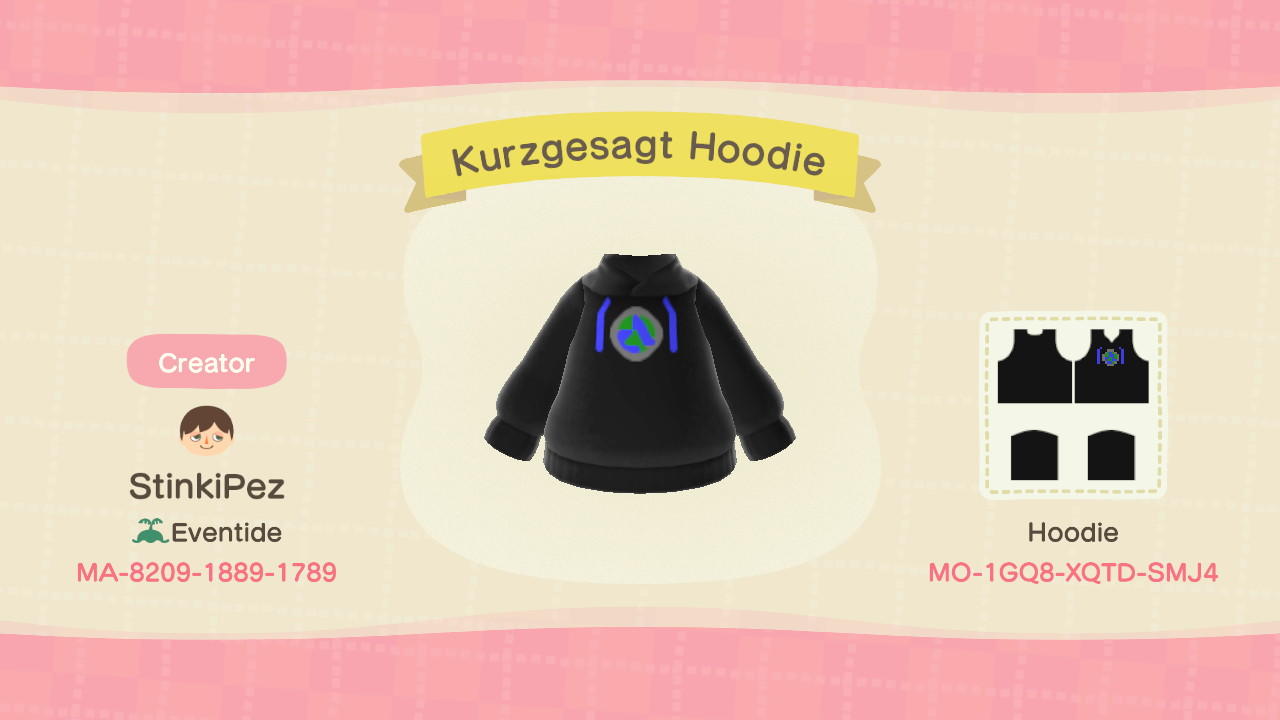 Animal Crossing Design Code: MO-1GQ8-XQTD-SMJ4 Kurzgesagt Hoodie