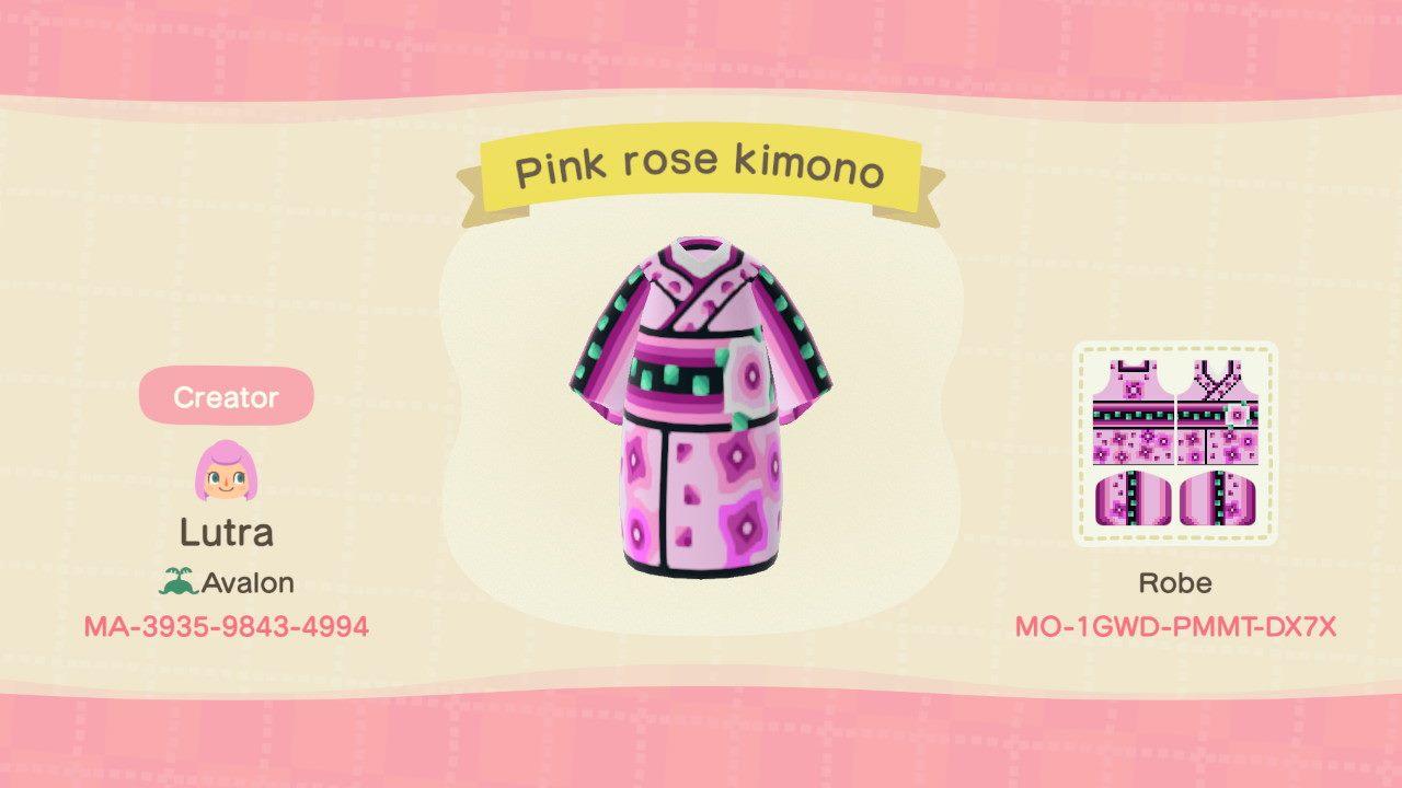 Animal Crossing Design Code: MO-1GWD-PMMT-DX7X pink rose kimono