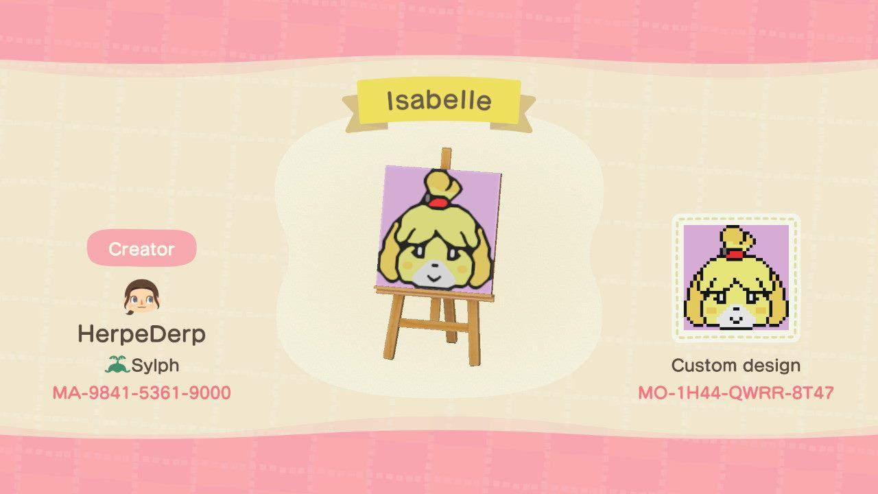 Animal Crossing Design Code: MO-1H44-QWRR-8T47 Isabelle