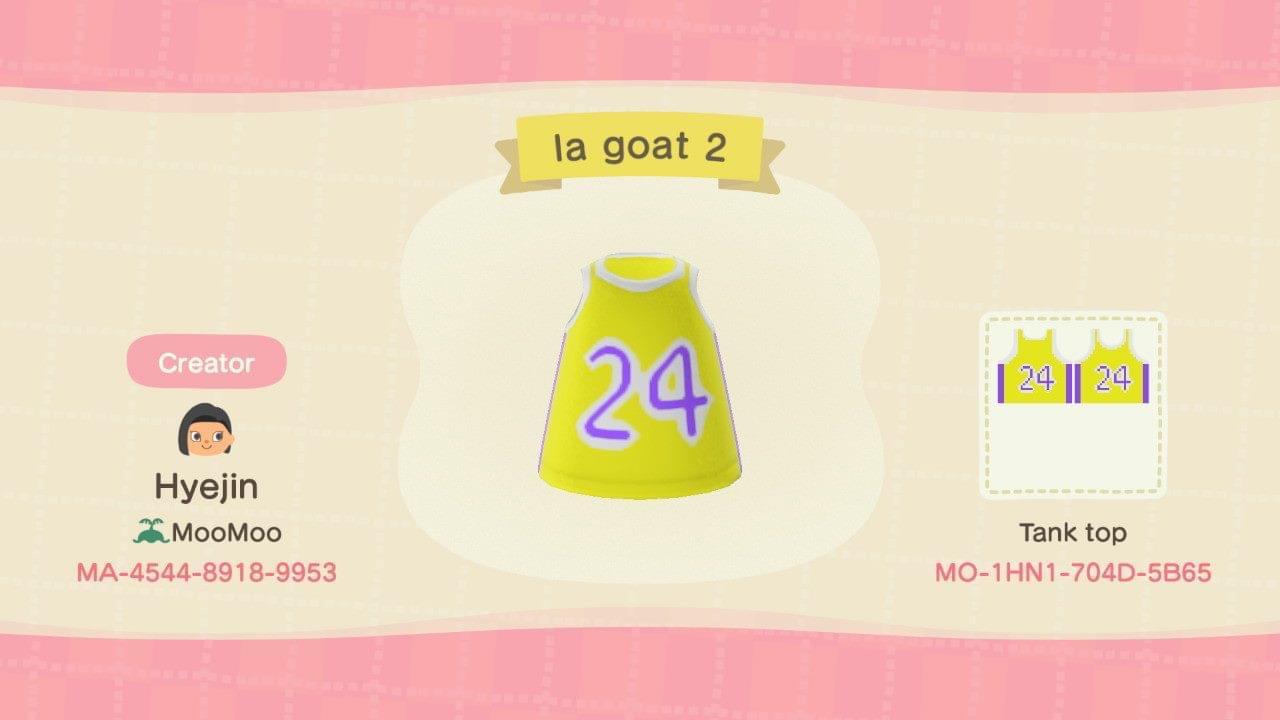 Animal Crossing Design Code: MO-1HN1-704D-5B65 Kobe Jersey 24