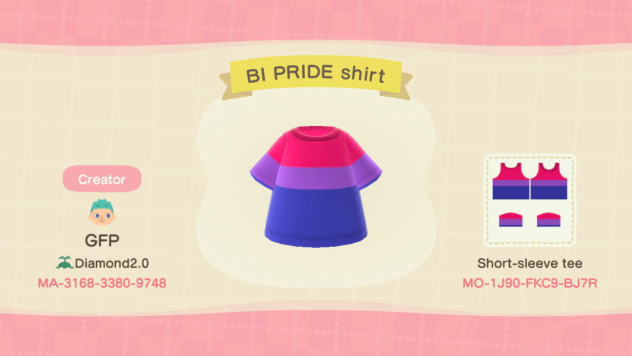 Animal Crossing Design Code: MO-1J90-FKC9-BJ7R BI PRIDE shirt