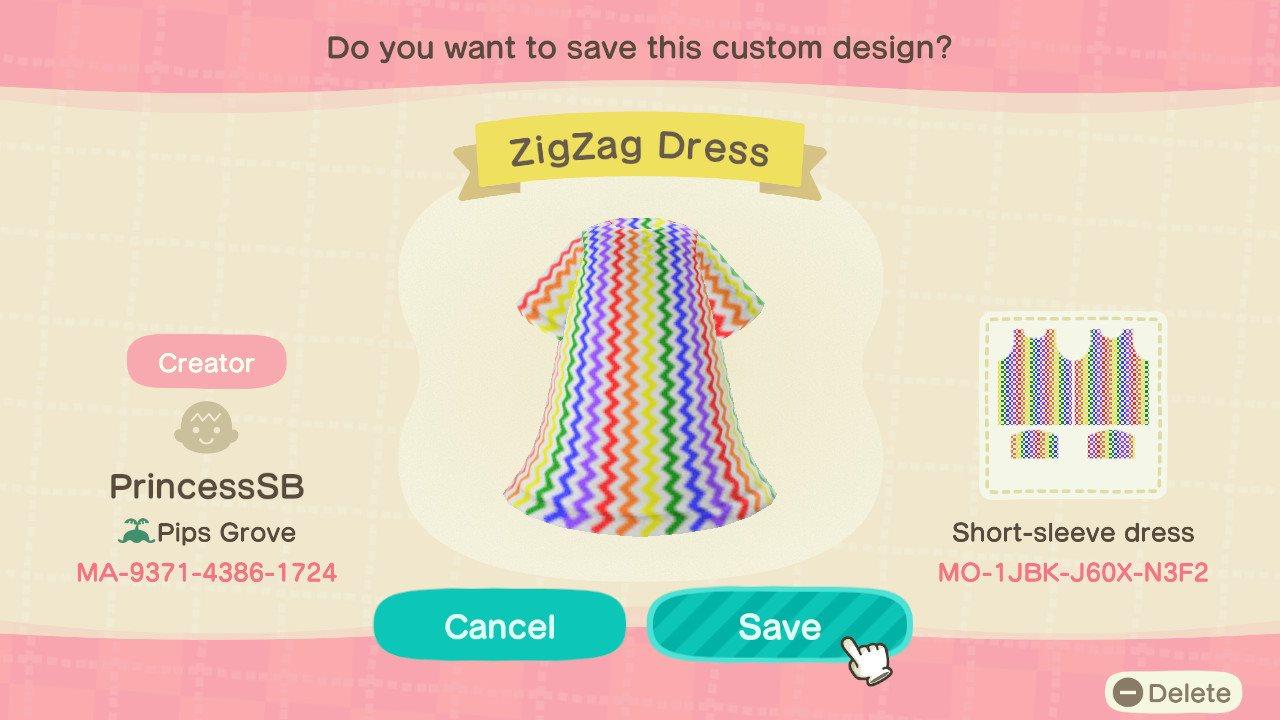 Animal Crossing Design Code: MO-1JBK-J60X-N3F2 Rainbow Pride ZigZag