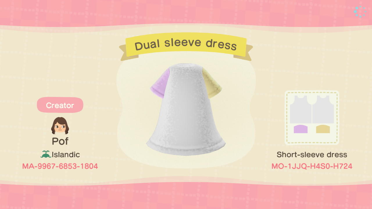 Animal Crossing Design Code: MO-1JJQ-H4S0-H724 Dual sleeve dress