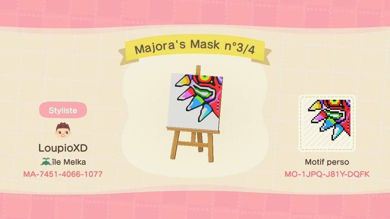 Animal Crossing Design Code: MO-1JPQ-J81Y-DQFK Majora Mask 3 Zelda