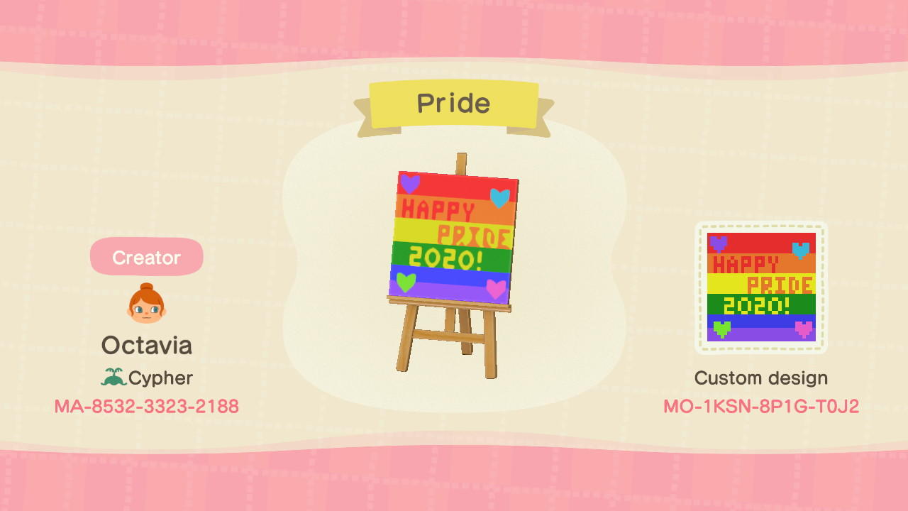 Animal Crossing Design Code: MO-1KSN-BP1G-T0J2 Pride 2020