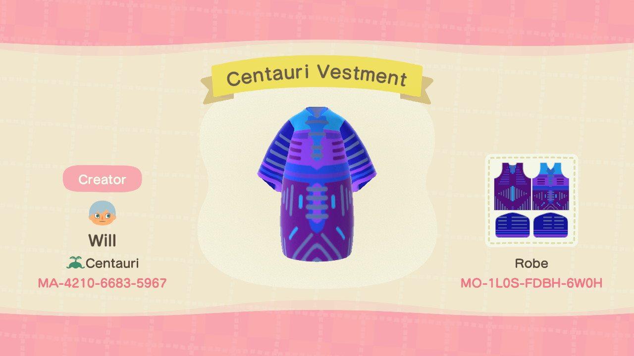 Animal Crossing Design Code: MO-1L0S-FDBH-6W0H Centauri Vestment