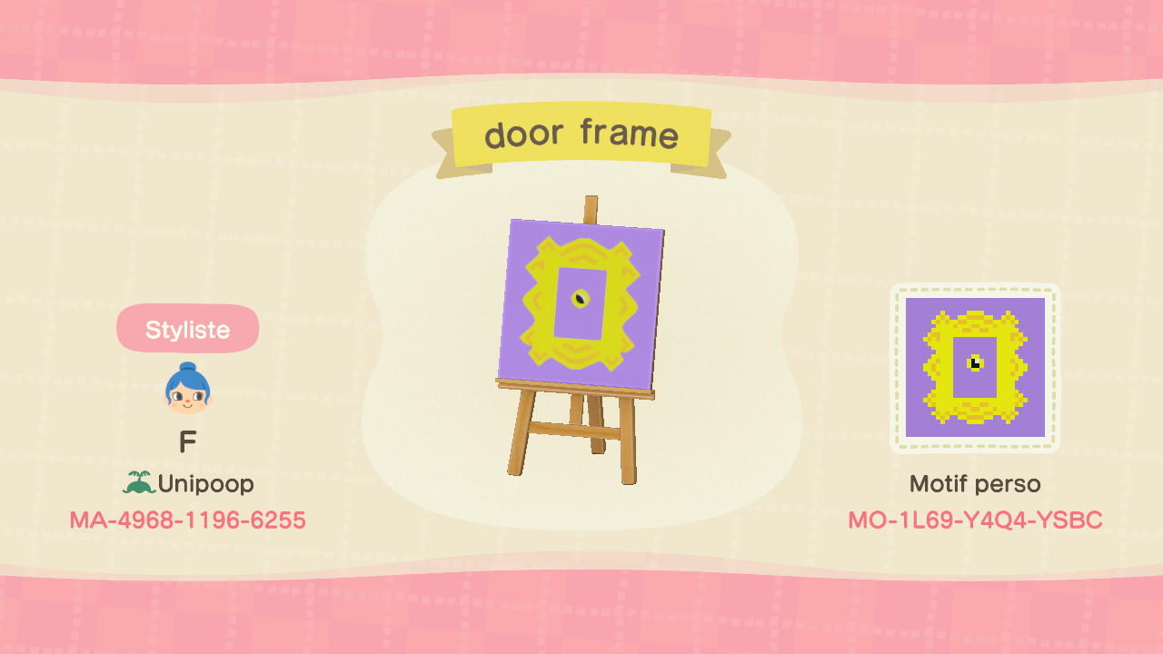 Animal Crossing Design Code: MO-1L69-Y4Q4-YSBC friends door frame