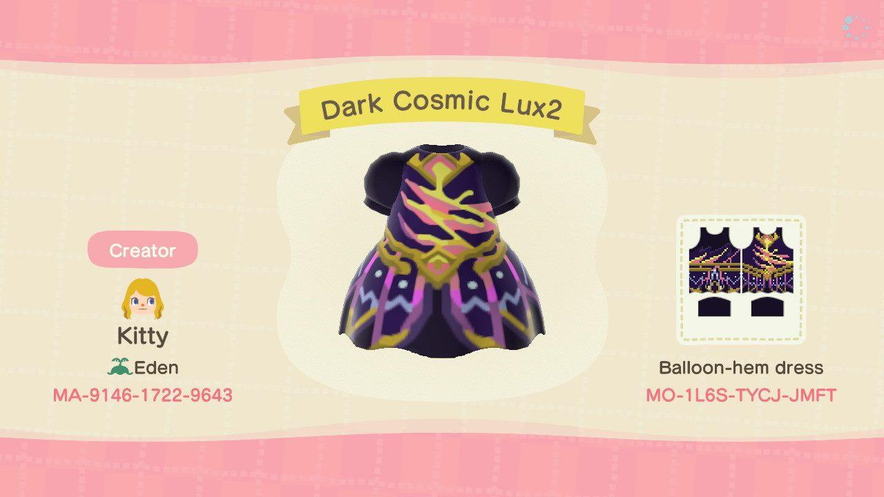 Animal Crossing Design Code: MO-1L6S-TYCJ-JMFT Dark Cosmic Lux2 LoL