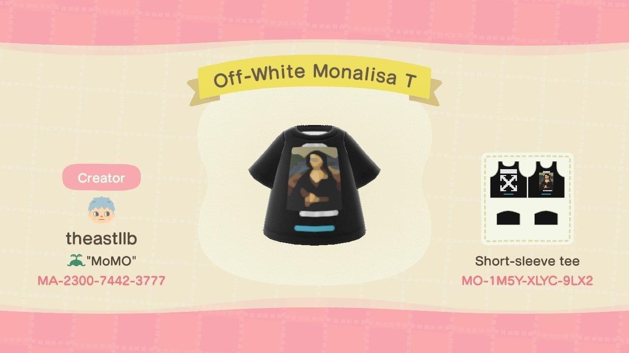 Animal Crossing Design Code: MO-1M5Y-XLYC-9LX2 Off-White Monalisa T