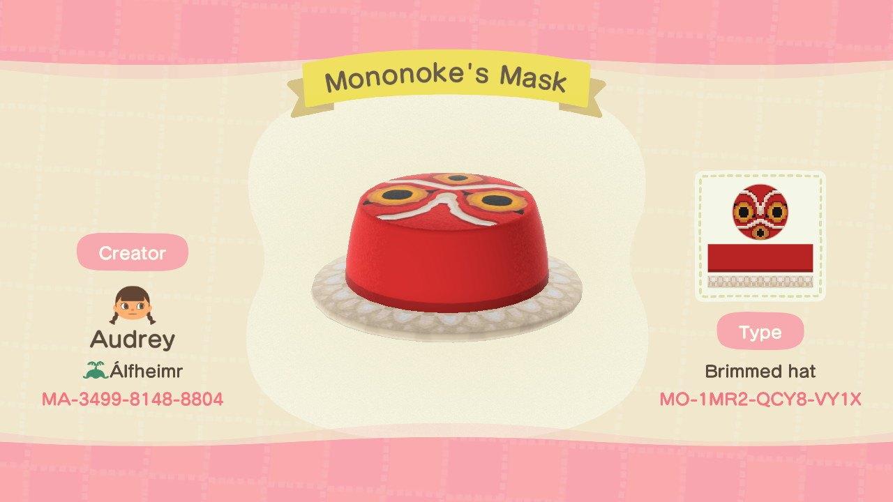 Animal Crossing Design Code: MO-1MR2-QCY8-VY1X Mononoke's Mask