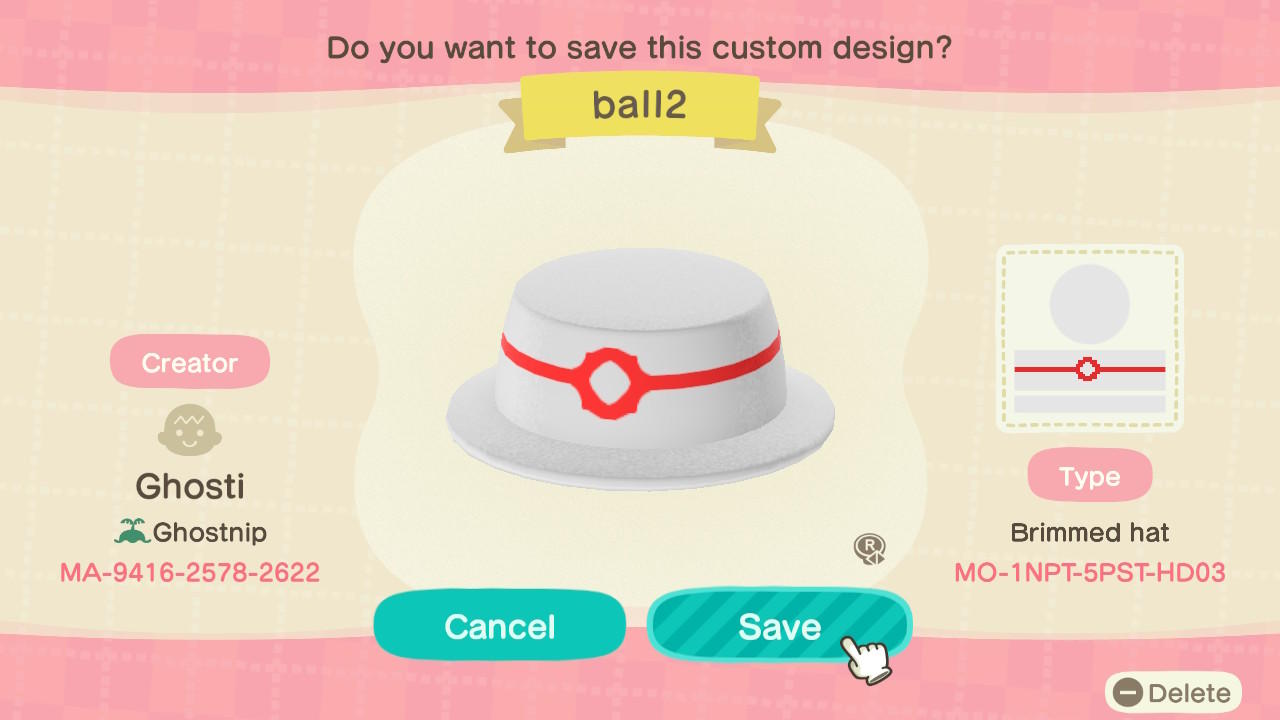 Animal Crossing Design Code: MO-1NPT-5PST-HD03 Ball2