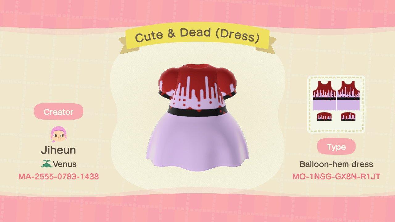 Animal Crossing Design Code: MO-1NSG-GX8N-R1JT Cute & Dead (Dress)