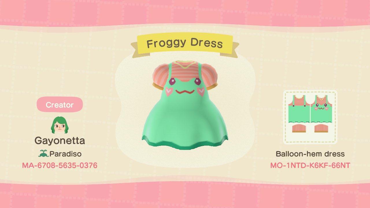 Animal Crossing Design Code: MO-1NTD-K6KF-66NT Froggy Dress