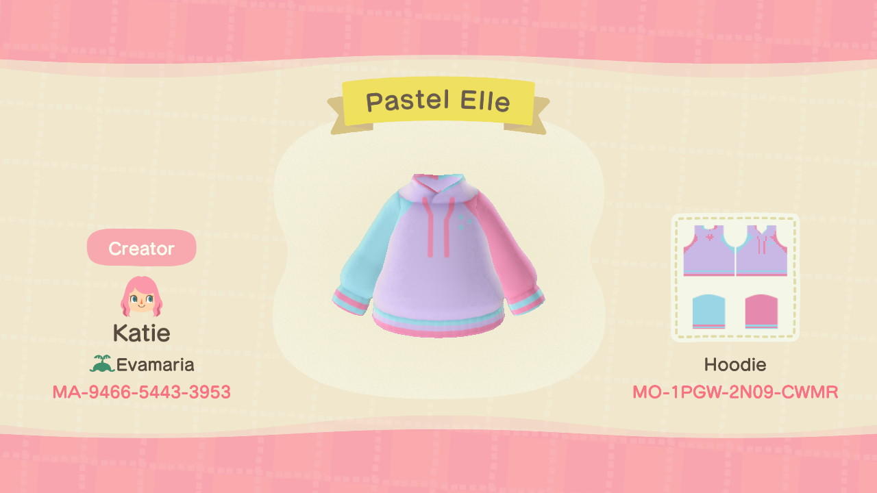 Animal Crossing Design Code: MO-1PGW-2N09-CWMR Pastel Elle