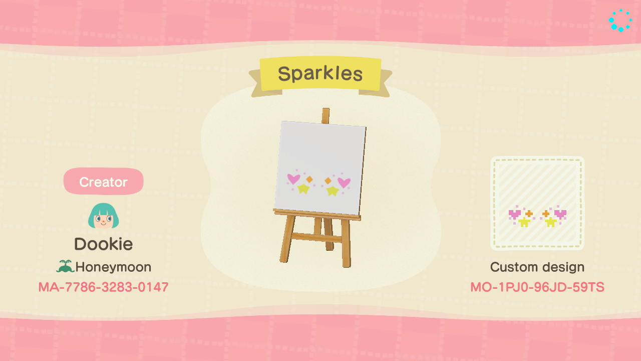 Animal Crossing Design Code: MO-1PJ0-96JD-59TS Sparkles