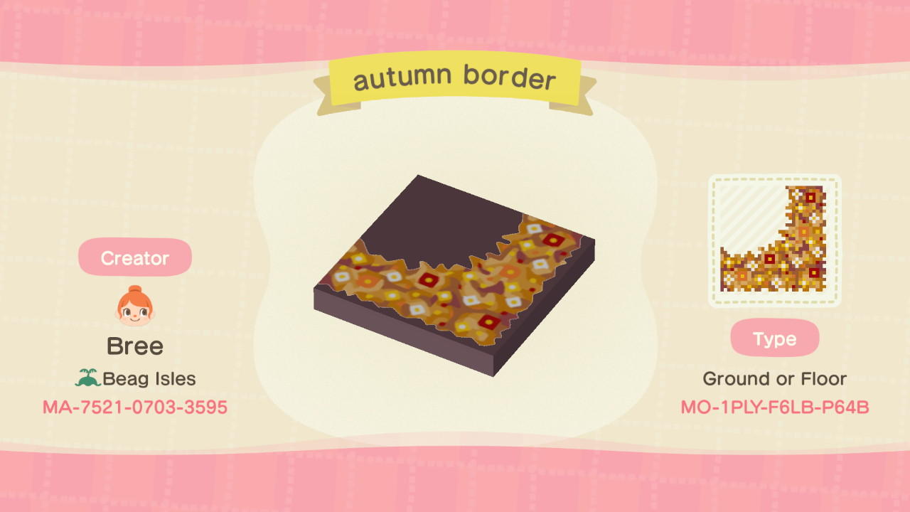 Animal Crossing Design Code: MO-1PLY-F6LB-P64B autumn border