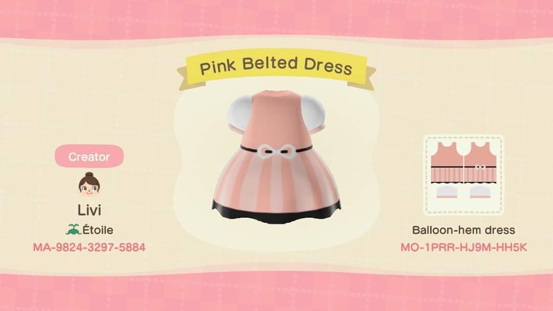 Animal Crossing Design Code: MO-1PRR-HJ9M-HH5K Pink Belted Dress