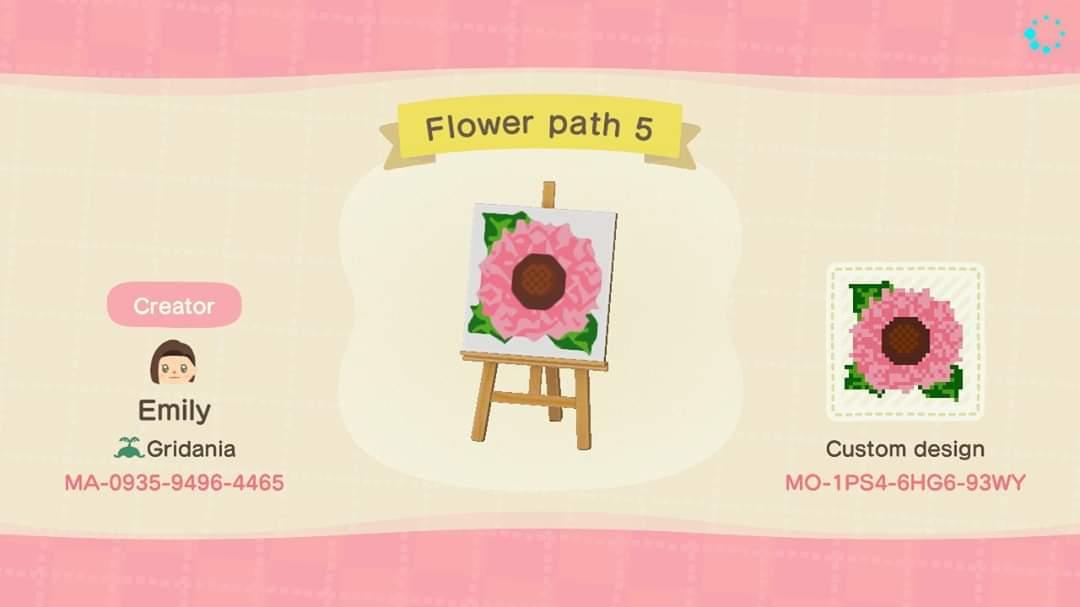 Animal Crossing Design Code: MO-1PS4-6HG6-93WY Flower Path 5