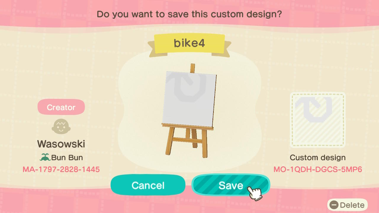 Animal Crossing Design Code: MO-1QDH-DGCS-5MP6 Bike4