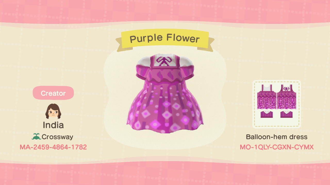 Animal Crossing Design Code: MO-1QLY-CGXN-CYMX Purple Flower