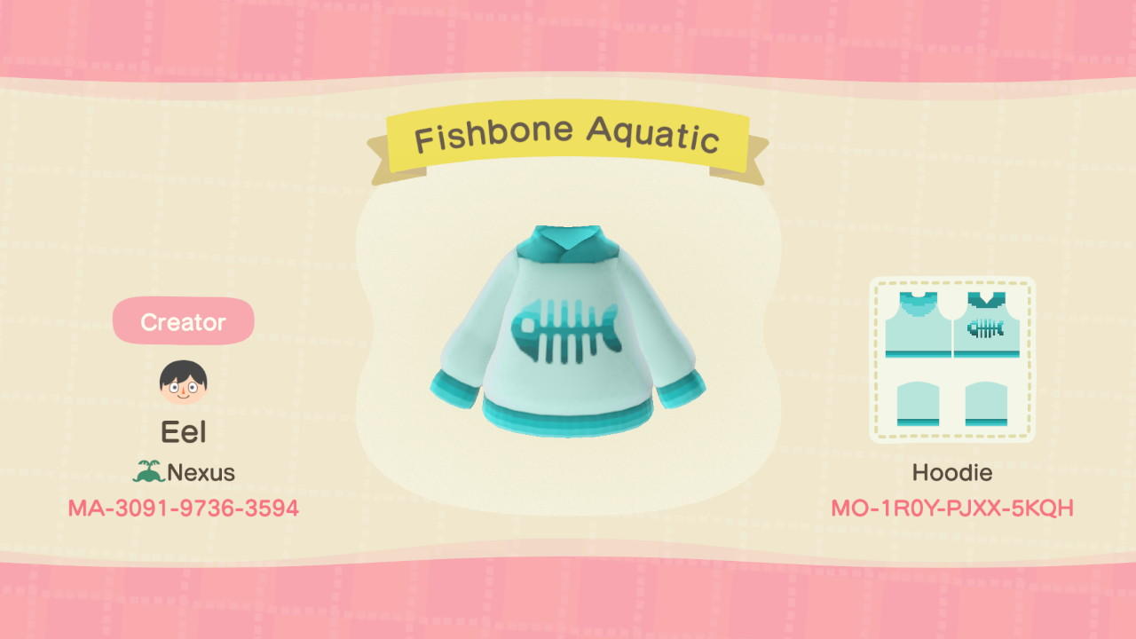 Animal Crossing Design Code: MO-1R0Y-PJXX-5KQH Fishbone Aquatic