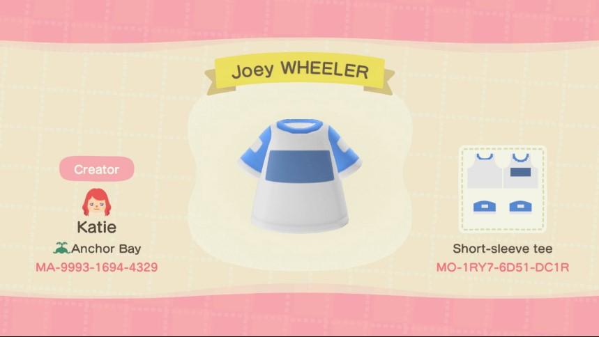 Animal Crossing Design Code: MO-1RY7-6D51-DC1R Joey Wheeler