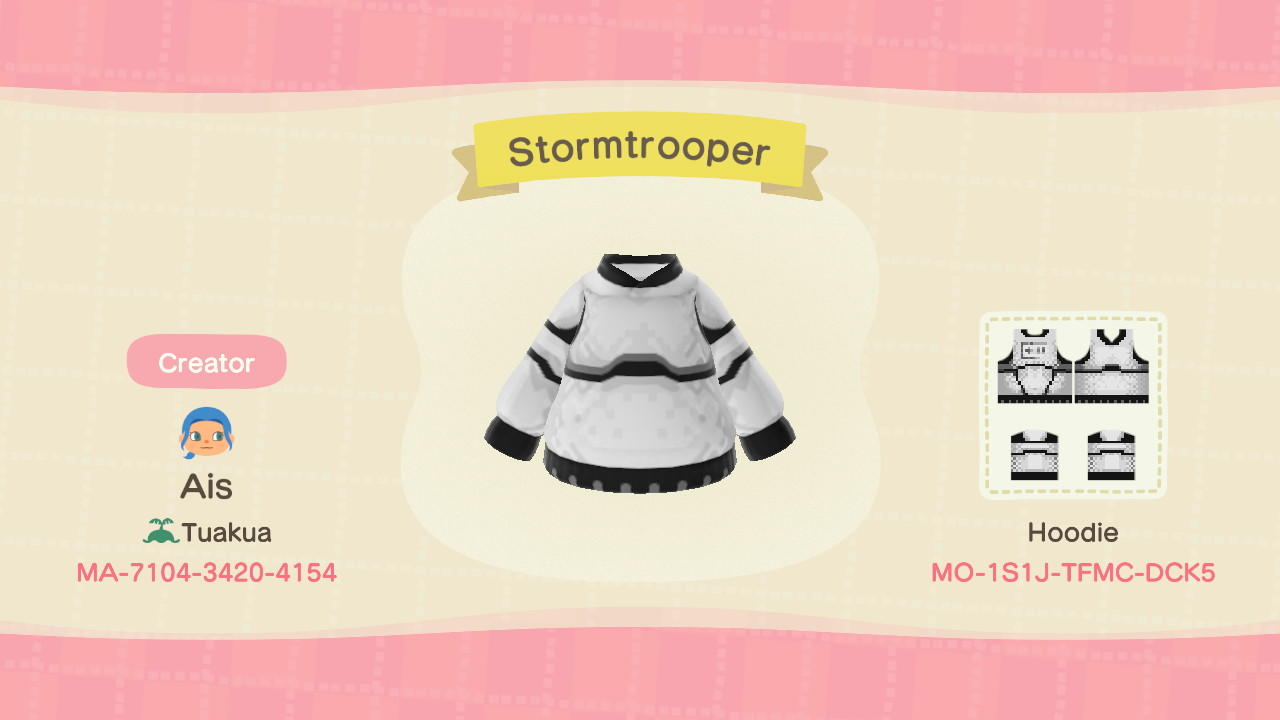Animal Crossing Design Code: MO-1S1J-TFMC-DCK5 Stormtrooper