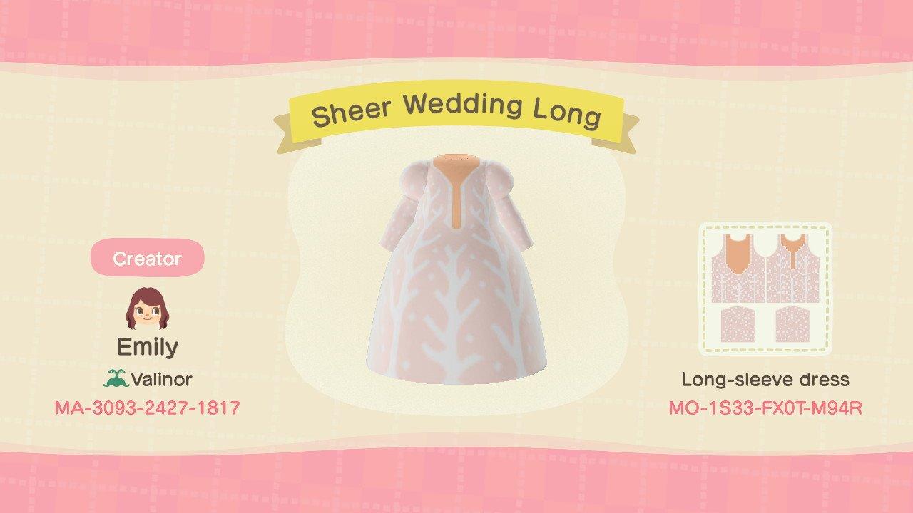 Animal Crossing Design Code: MO-1S33-FX0T-M94R Sheer Wedding Long