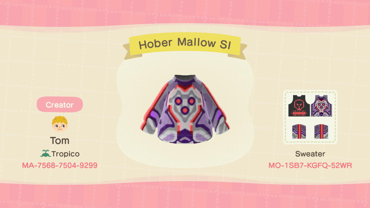 Animal Crossing Design Code: MO-1SB7-KGFQ-52WR Hober Mallow SI