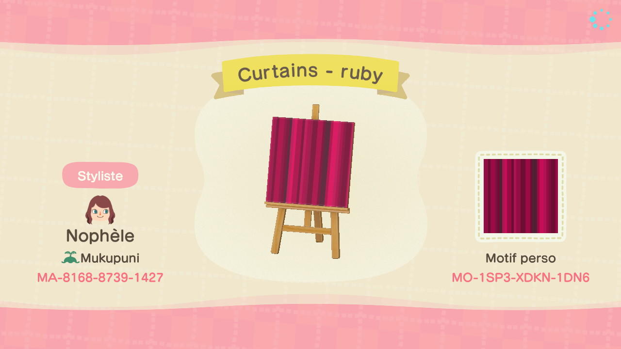 Animal Crossing Design Code: MO-1SP3-XDKN-1DN6 Curtains - ruby