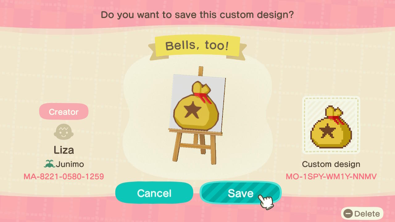 Animal Crossing Design Code: MO-1SPY-WM1Y-NNMV Money Tree Marker