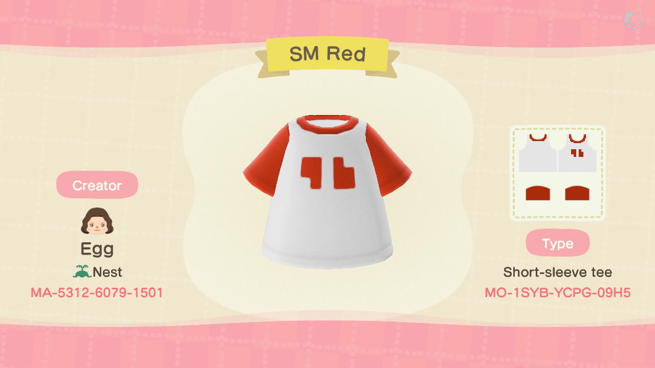 Animal Crossing Design Code: MO-1SYB-YCPG-09H5 Pokémon SM Red