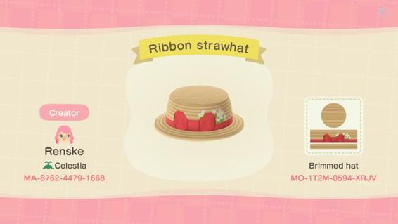 Animal Crossing Design Code: MO-1T2M-0594-XRJV Ribbon strawhat