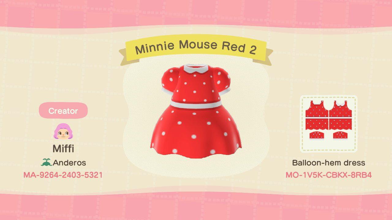 Animal Crossing Design Code: MO-1V5K-CBKX-8RB4 Minnie Mouse Red 2