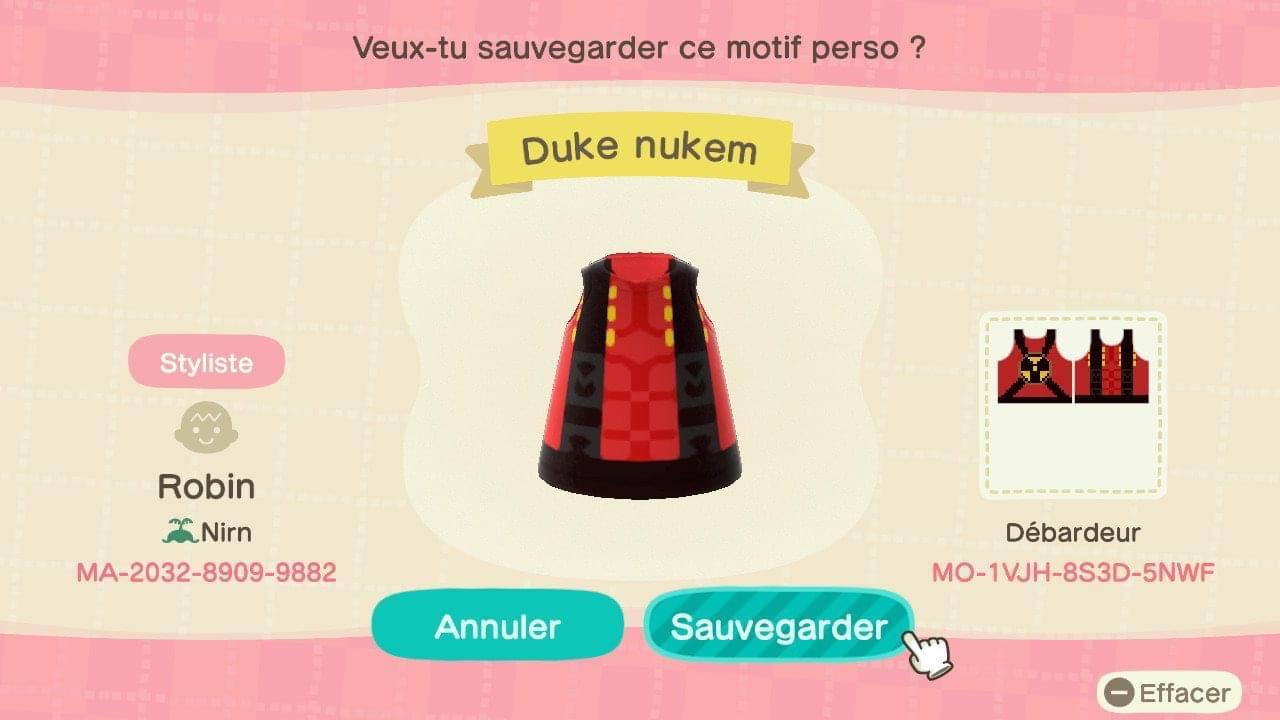 Animal Crossing Design Code: MO-1VJH-8S3D-5NWF Duke Nukem