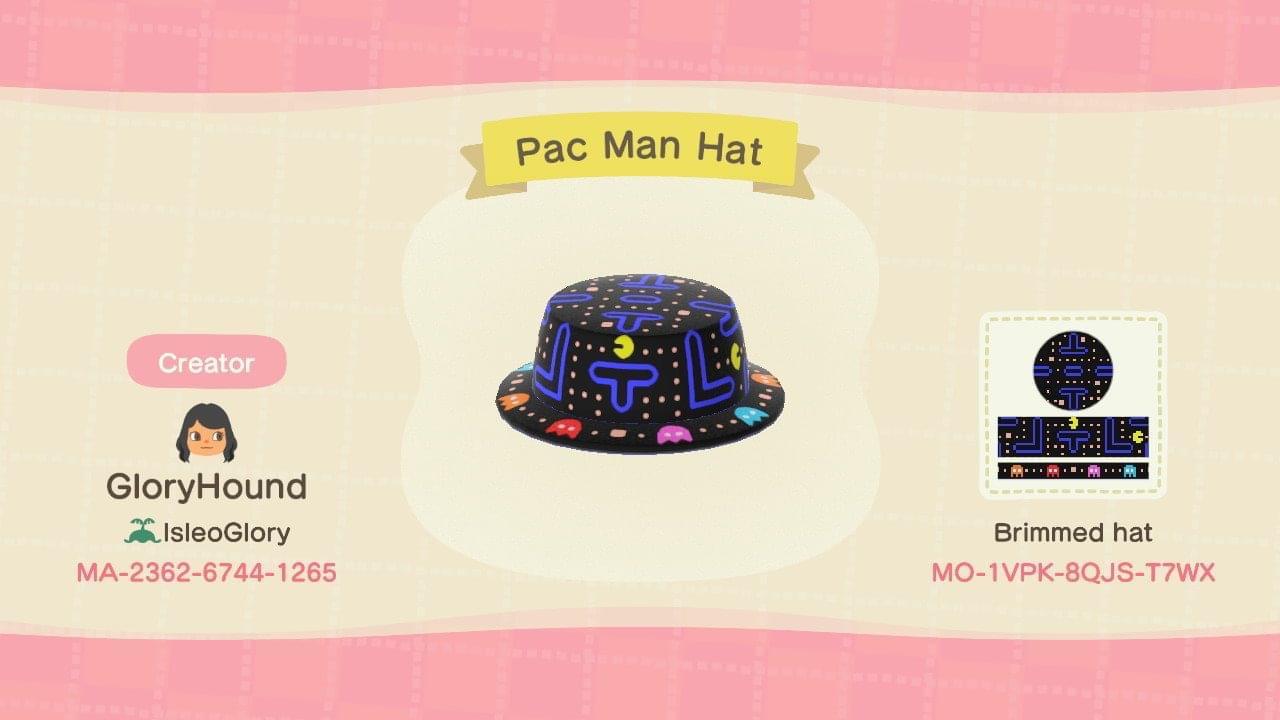 Animal Crossing Design Code: MO-1VPK-8QJS-T7WX PAC Man Hat