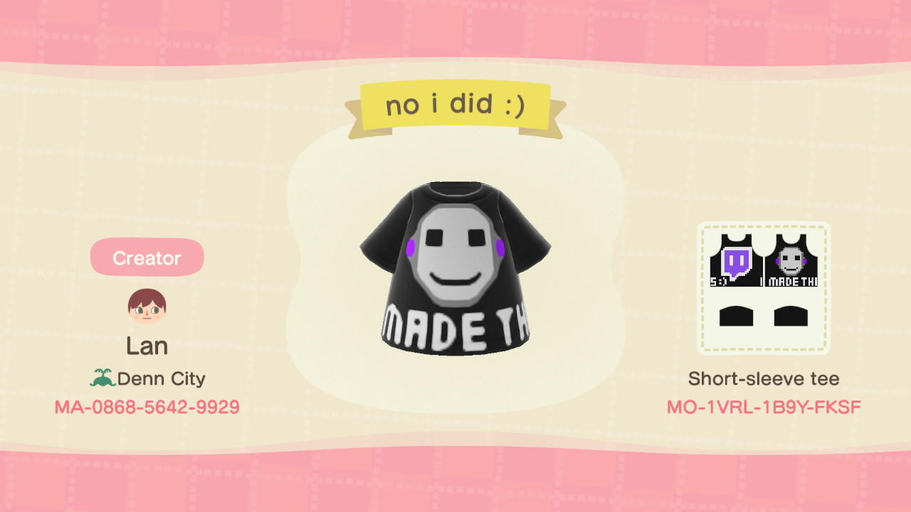 Animal Crossing Design Code: MO-1VRL-1B9Y-FKSF I Made This