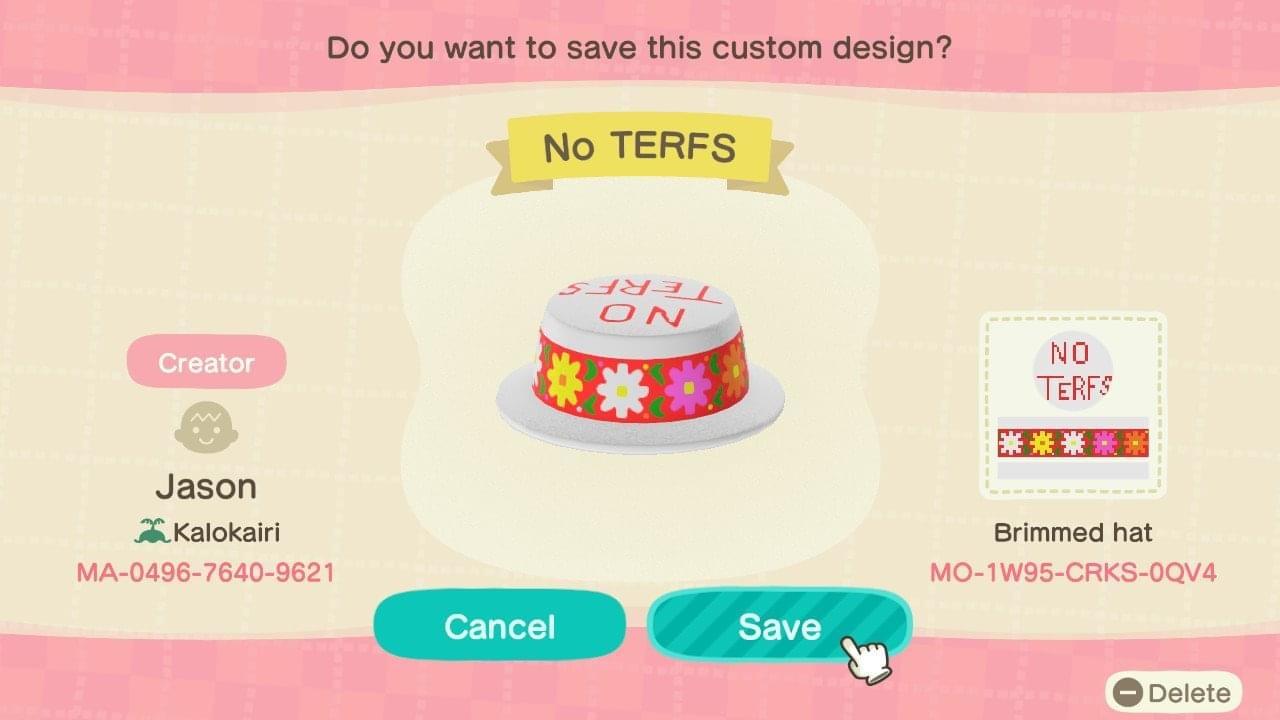 Animal Crossing Design Code: MO-1W95-CRKS-0QV4 No TERFS