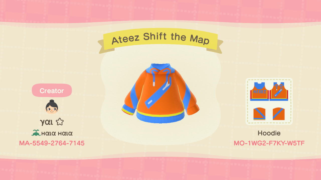 Animal Crossing Design Code: MO-1WG2-F7KY-W5TF Ateez Shift the Map